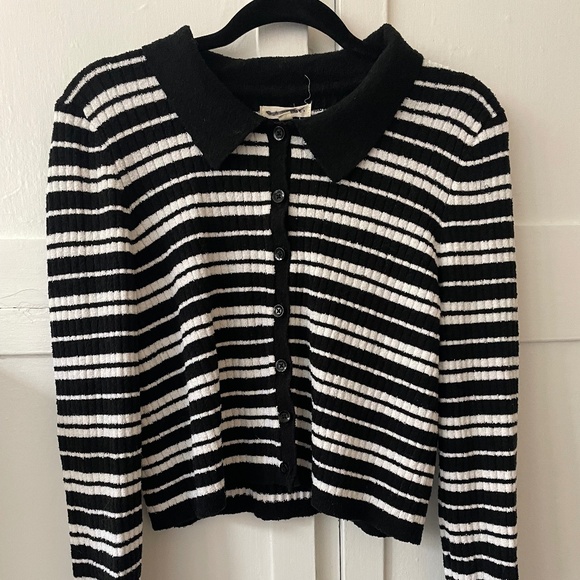 Striped Collared Cardigan - Picture 1 of 4
